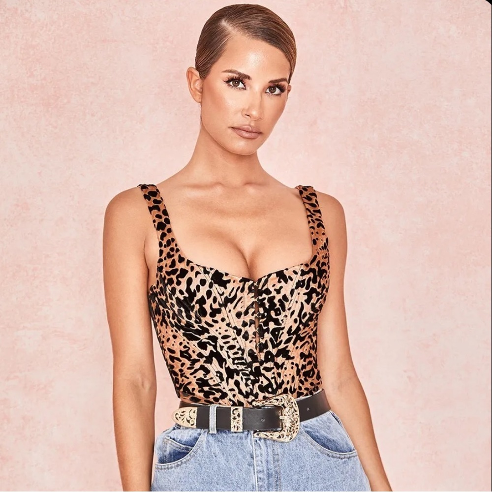 House Of CB ‘Jacqueline’ Leopard Print Devore Corset NWOT